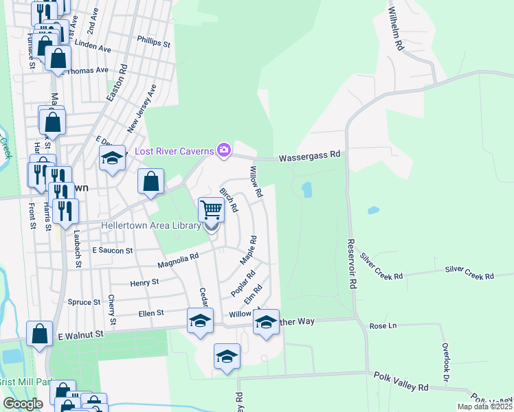 map of restaurants, bars, coffee shops, grocery stores, and more near 974 Juniper Road in Hellertown
