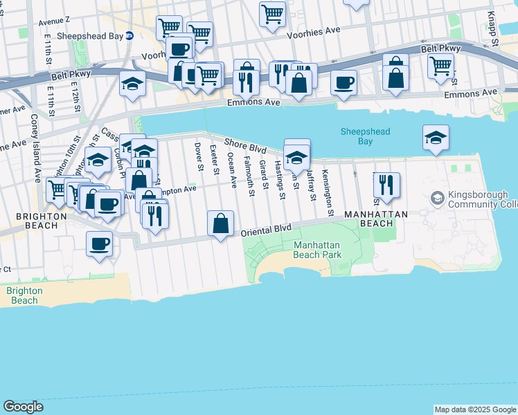 map of restaurants, bars, coffee shops, grocery stores, and more near 186 Girard Street in Brooklyn