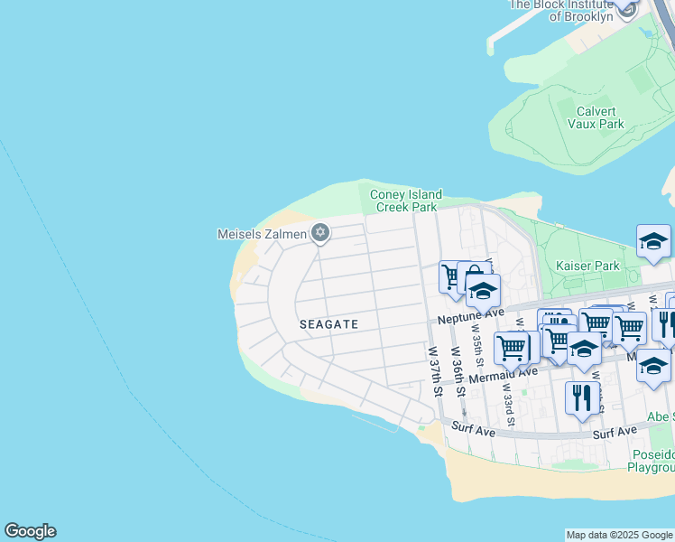 map of restaurants, bars, coffee shops, grocery stores, and more near 3829 Laurel Avenue in Brooklyn