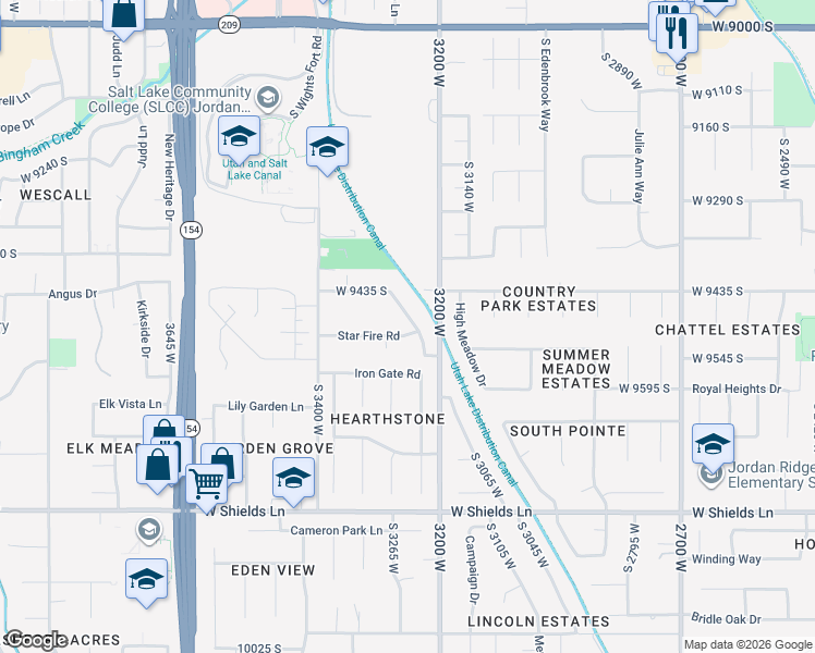 map of restaurants, bars, coffee shops, grocery stores, and more near 9466 Lady Dove Lane in South Jordan