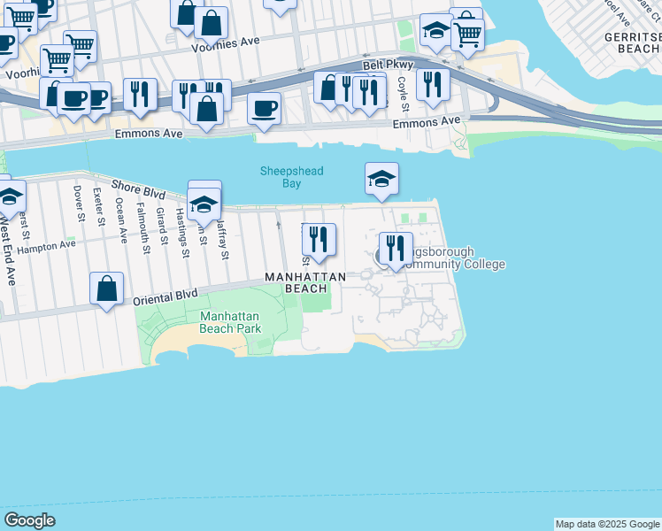 map of restaurants, bars, coffee shops, grocery stores, and more near 153 Oxford Street in Brooklyn