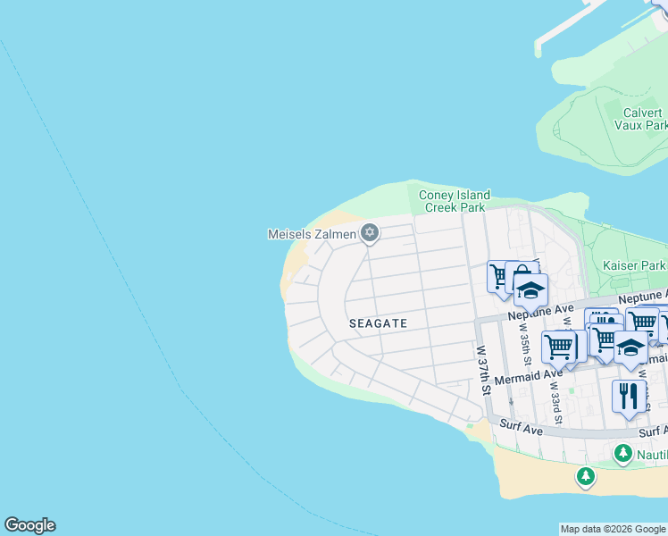 map of restaurants, bars, coffee shops, grocery stores, and more near 5100 Surf Avenue in Brooklyn