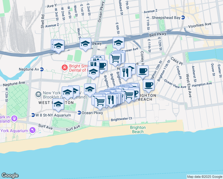 map of restaurants, bars, coffee shops, grocery stores, and more near 310 Ocean View Avenue in Brooklyn
