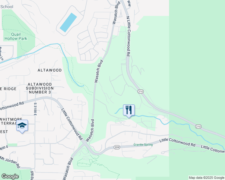 map of restaurants, bars, coffee shops, grocery stores, and more near 9472 Granite Trail Lane in Alta