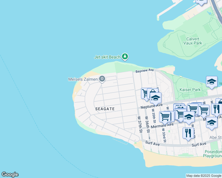 map of restaurants, bars, coffee shops, grocery stores, and more near 3821 Maple Avenue in Brooklyn