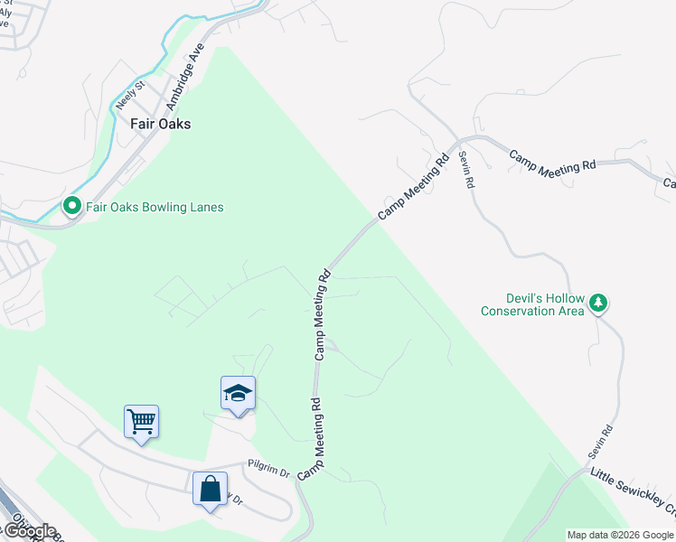map of restaurants, bars, coffee shops, grocery stores, and more near 602 Camp Meeting Road in Sewickley