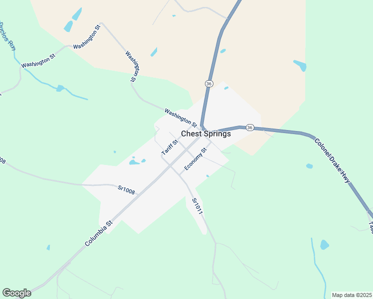 map of restaurants, bars, coffee shops, grocery stores, and more near Union Street in Chest Springs