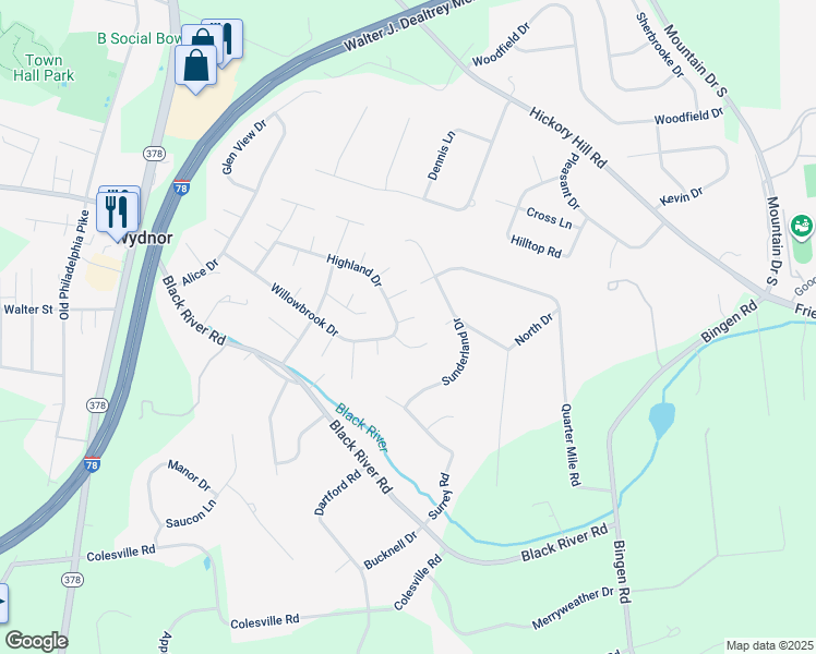 map of restaurants, bars, coffee shops, grocery stores, and more near 1540 Barner Court in Bethlehem