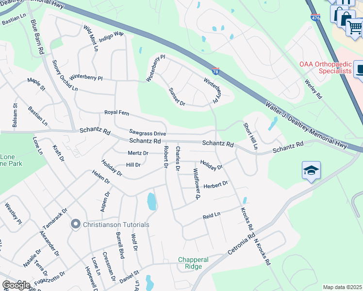 map of restaurants, bars, coffee shops, grocery stores, and more near 310 Sawgrass Drive in Allentown