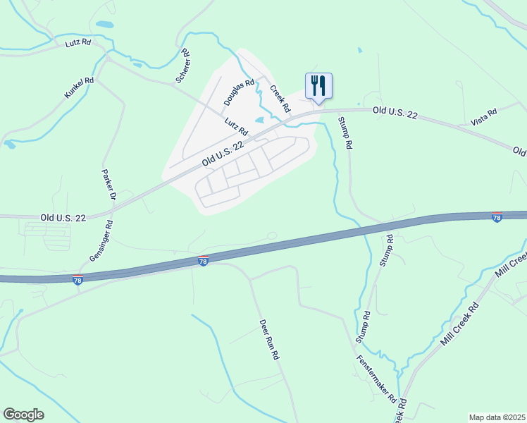 map of restaurants, bars, coffee shops, grocery stores, and more near 29 Kestrel Street in Kutztown
