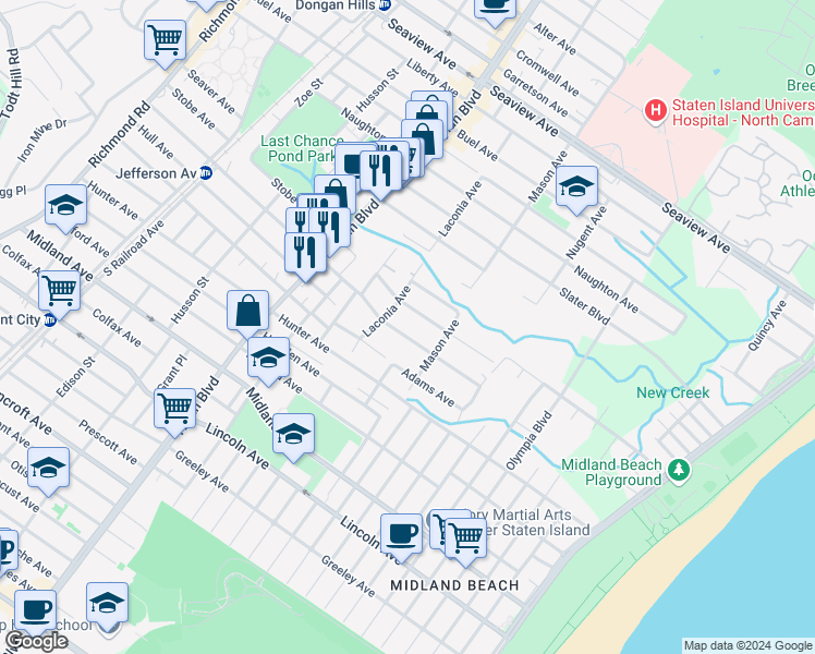 map of restaurants, bars, coffee shops, grocery stores, and more near 353 Jefferson Avenue in Staten Island