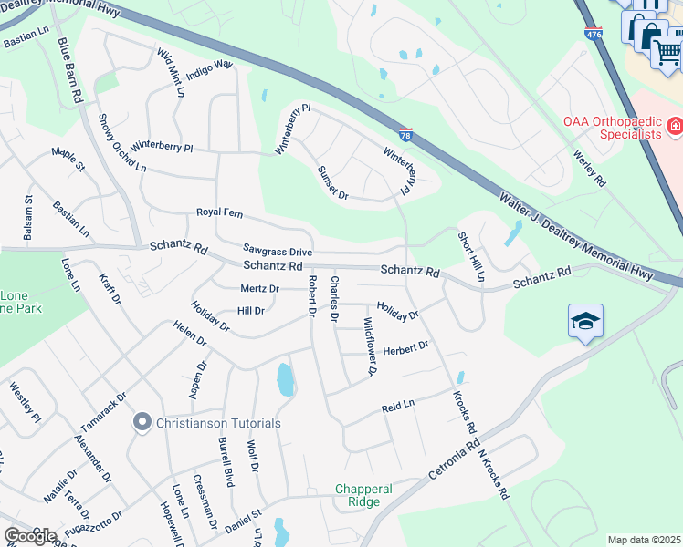 map of restaurants, bars, coffee shops, grocery stores, and more near 310 Sawgrass Drive in Allentown