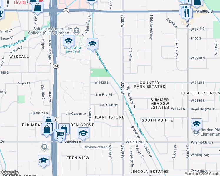 map of restaurants, bars, coffee shops, grocery stores, and more near 9466 Lady Dove Lane in South Jordan