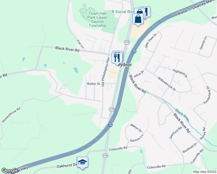 map of restaurants, bars, coffee shops, grocery stores, and more near 1404 Walter Street in Bethlehem