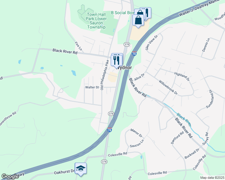 map of restaurants, bars, coffee shops, grocery stores, and more near 1404 Walter Street in Bethlehem