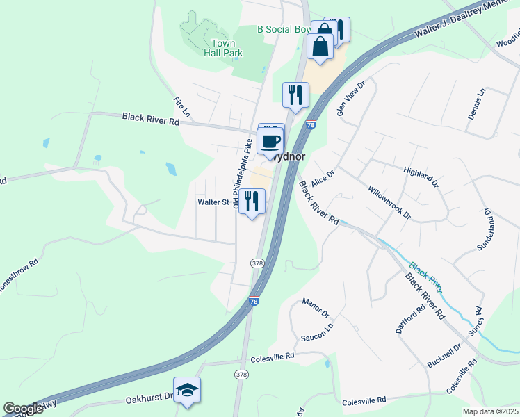 map of restaurants, bars, coffee shops, grocery stores, and more near 1404 Walter Street in Bethlehem
