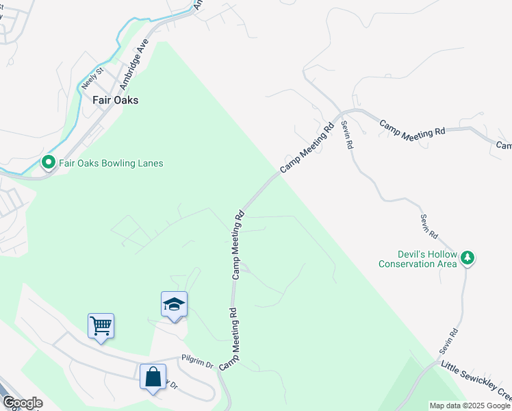map of restaurants, bars, coffee shops, grocery stores, and more near 602 Camp Meeting Road in Sewickley
