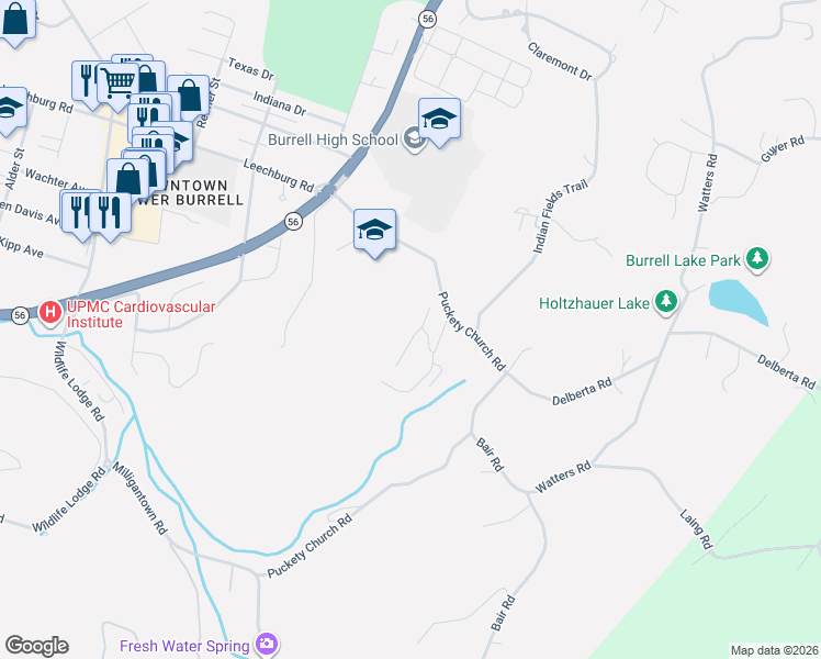 map of restaurants, bars, coffee shops, grocery stores, and more near 32 Elena Avenue in Lower Burrell