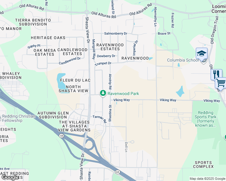 map of restaurants, bars, coffee shops, grocery stores, and more near 1981 Airstrip Road in Redding