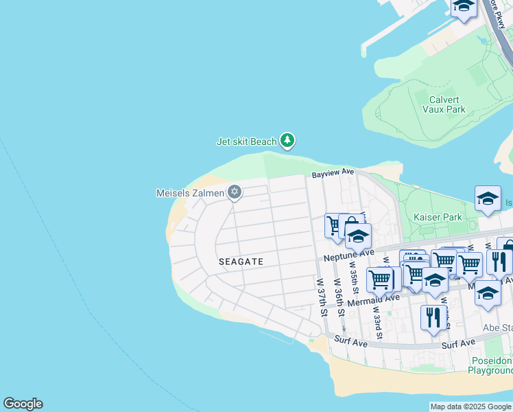 map of restaurants, bars, coffee shops, grocery stores, and more near 3821 Maple Avenue in Brooklyn