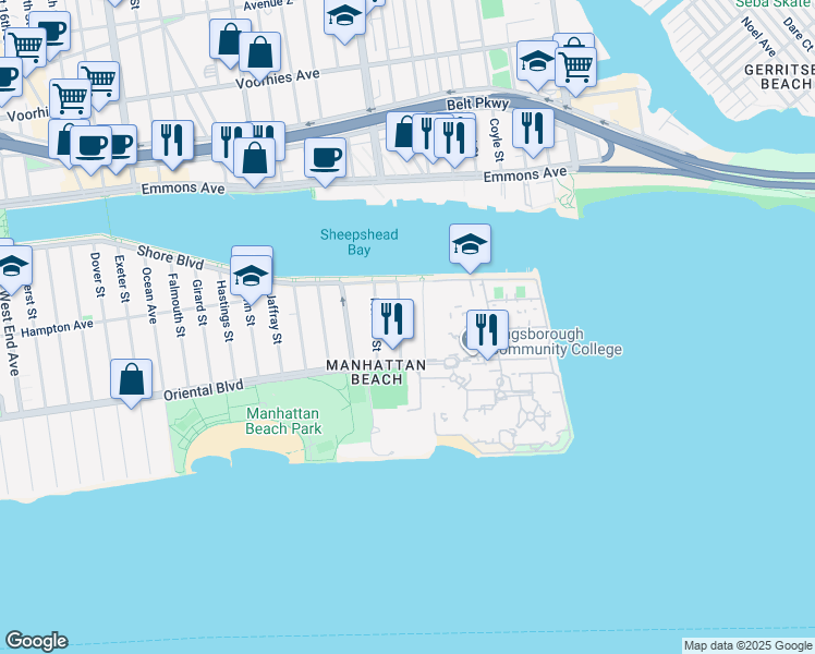 map of restaurants, bars, coffee shops, grocery stores, and more near 153 Oxford Street in Brooklyn