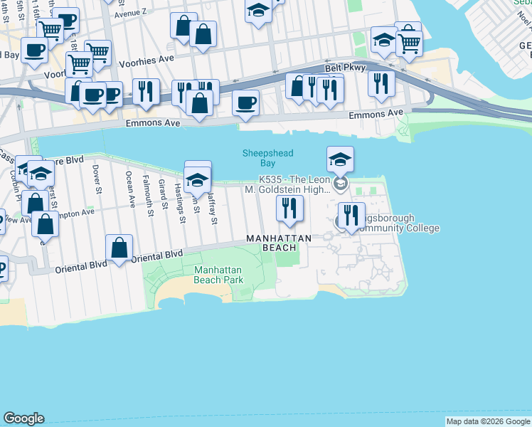 map of restaurants, bars, coffee shops, grocery stores, and more near 153 Mackenzie Street in Brooklyn
