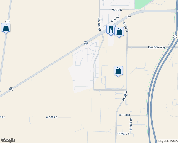map of restaurants, bars, coffee shops, grocery stores, and more near 9452 South Alane Hollow Road in West Jordan