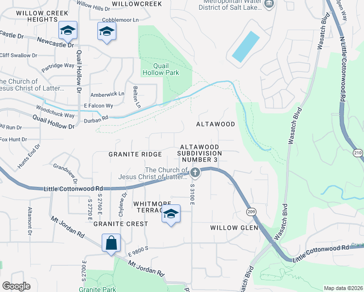 map of restaurants, bars, coffee shops, grocery stores, and more near 3061 Ksel Drive in Sandy