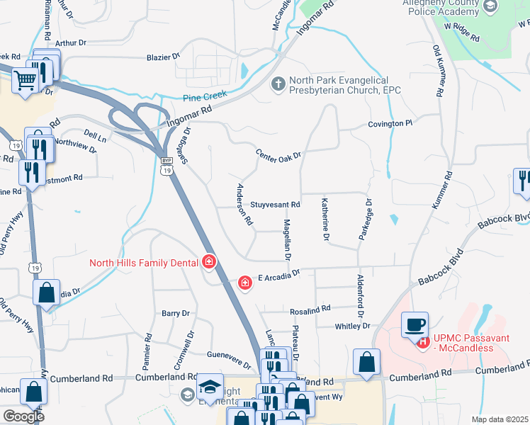 map of restaurants, bars, coffee shops, grocery stores, and more near 822 Stuyvesant Rd in Pittsburgh