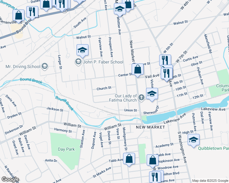 map of restaurants, bars, coffee shops, grocery stores, and more near 444 Prospect Avenue in Piscataway