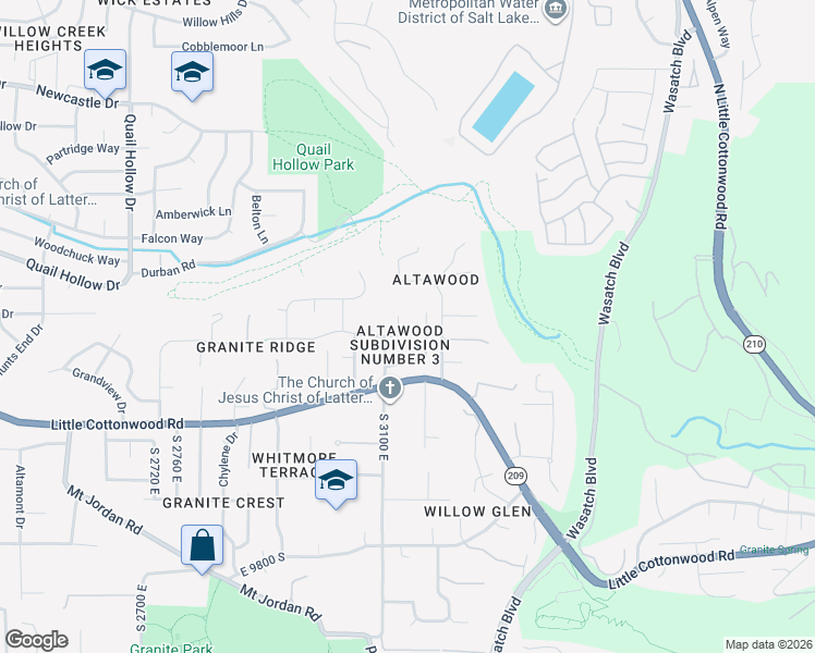 map of restaurants, bars, coffee shops, grocery stores, and more near 9445 Marksbury Circle in Sandy