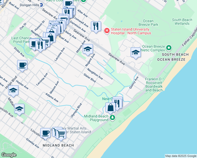 map of restaurants, bars, coffee shops, grocery stores, and more near 554 Naughton Avenue in Staten Island
