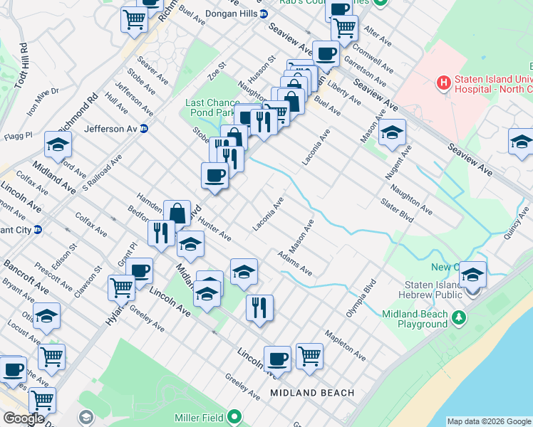 map of restaurants, bars, coffee shops, grocery stores, and more near 353 Jefferson Avenue in Staten Island