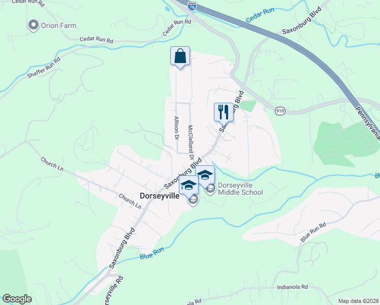 map of restaurants, bars, coffee shops, grocery stores, and more near 101 Keck Drive in Pittsburgh
