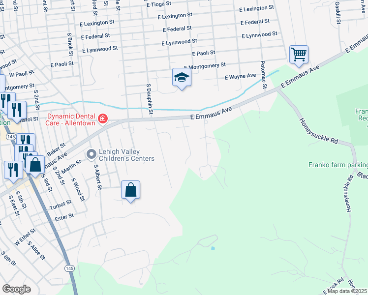 map of restaurants, bars, coffee shops, grocery stores, and more near 2290 South Ellsworth Street in Allentown
