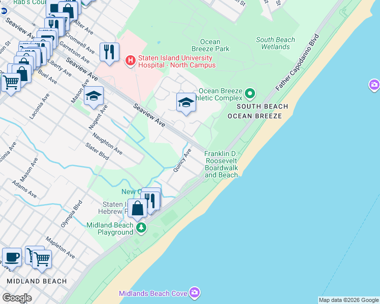 map of restaurants, bars, coffee shops, grocery stores, and more near 704 Liberty Avenue in Staten Island