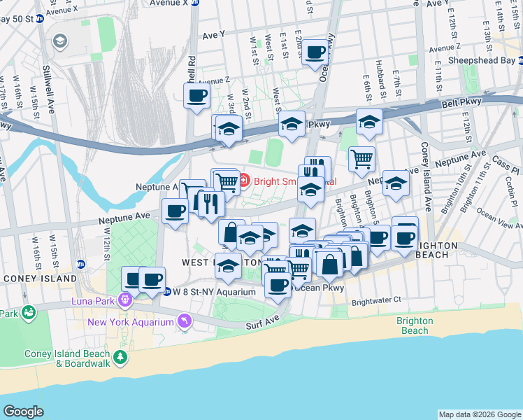 map of restaurants, bars, coffee shops, grocery stores, and more near 440 Neptune Avenue in Brooklyn