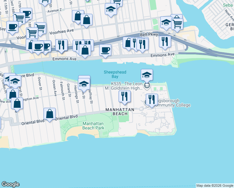 map of restaurants, bars, coffee shops, grocery stores, and more near 153 Mackenzie Street in Brooklyn