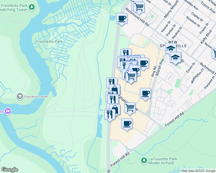 map of restaurants, bars, coffee shops, grocery stores, and more near  in Staten Island