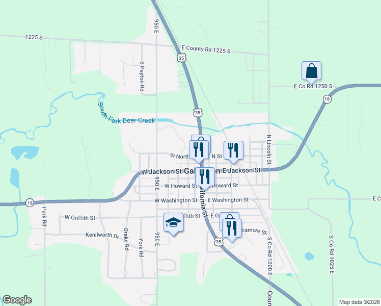 map of restaurants, bars, coffee shops, grocery stores, and more near 123 West North Street in Galveston
