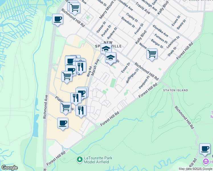 map of restaurants, bars, coffee shops, grocery stores, and more near 194 Essex Drive in Staten Island