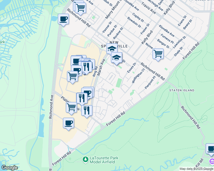 map of restaurants, bars, coffee shops, grocery stores, and more near 100 Kathy Place in Staten Island
