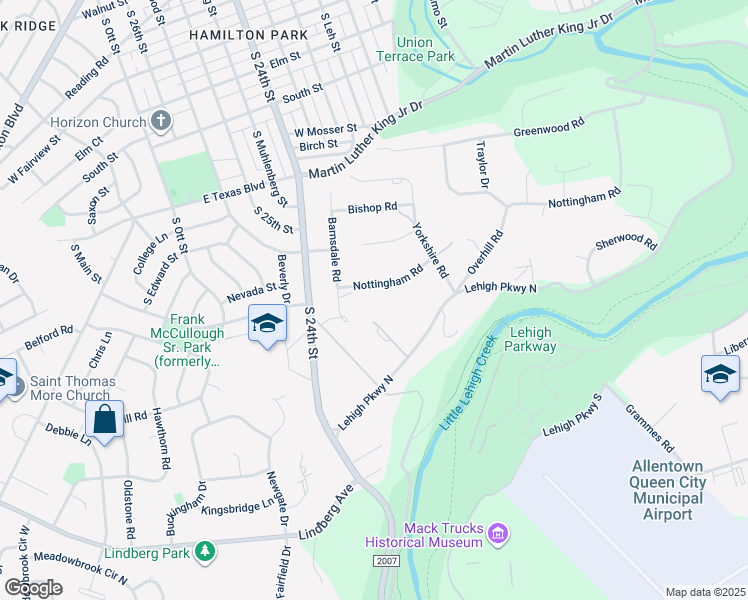 map of restaurants, bars, coffee shops, grocery stores, and more near 2260 Nottingham Road in Allentown