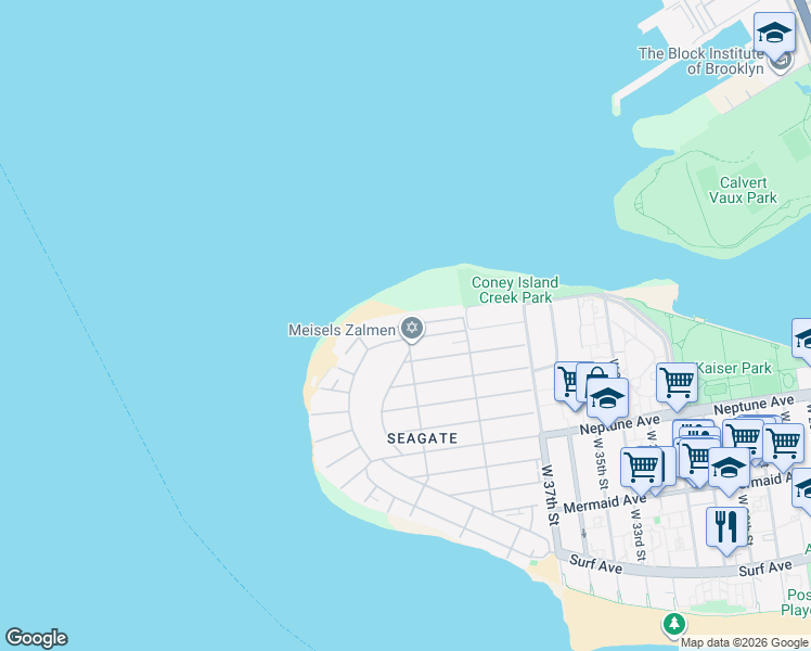 map of restaurants, bars, coffee shops, grocery stores, and more near 3821 Oceanview Avenue in Brooklyn