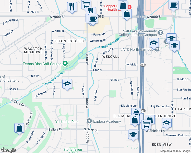 map of restaurants, bars, coffee shops, grocery stores, and more near 9463 4000 West in South Jordan