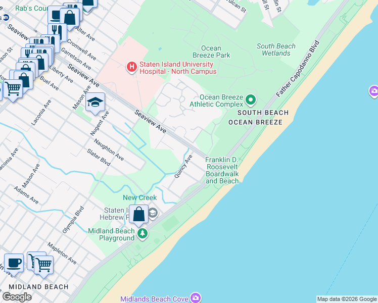map of restaurants, bars, coffee shops, grocery stores, and more near 704 Liberty Avenue in Staten Island