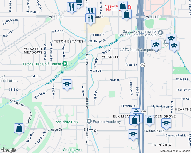 map of restaurants, bars, coffee shops, grocery stores, and more near 9463 4000 West in South Jordan