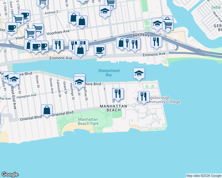 map of restaurants, bars, coffee shops, grocery stores, and more near 120 Norfolk Street in Brooklyn