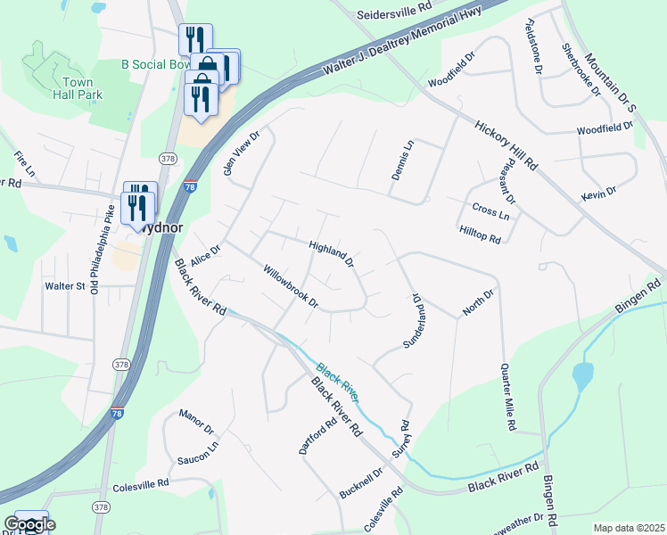map of restaurants, bars, coffee shops, grocery stores, and more near 1996 Glenwood Court in Bethlehem