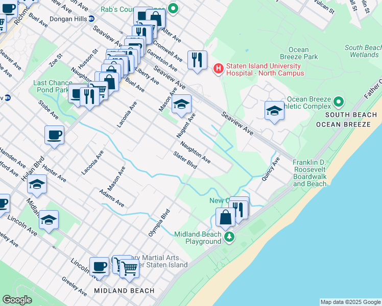 map of restaurants, bars, coffee shops, grocery stores, and more near 516 Naughton Avenue in Staten Island